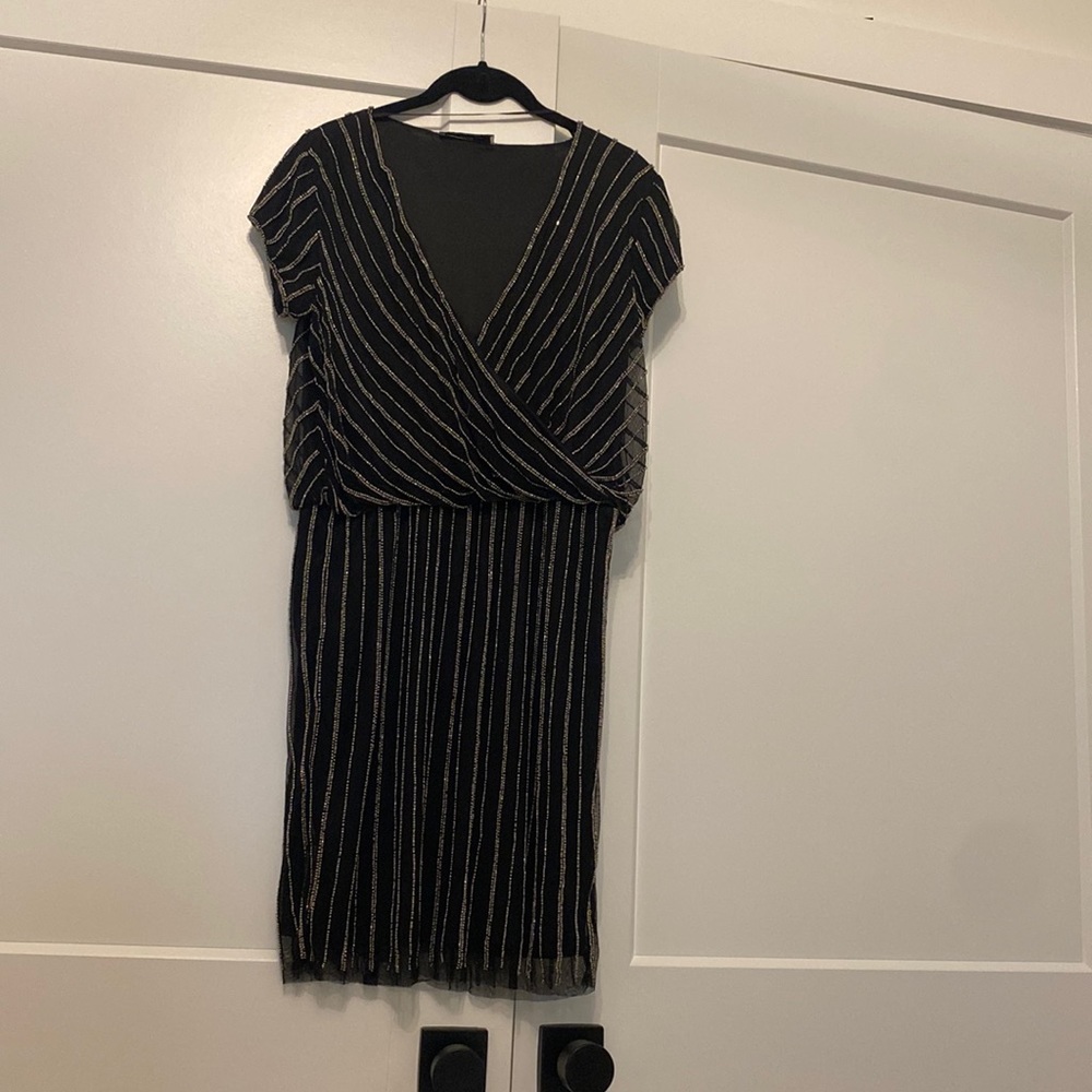 Mango Beaded Black Dress